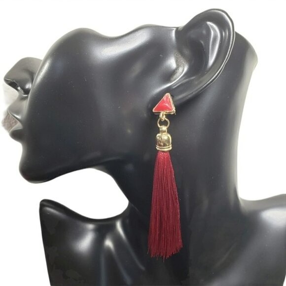 Fashion Jewelry Red Long Tassel Bohemian Earrings - Picture 1 of 6